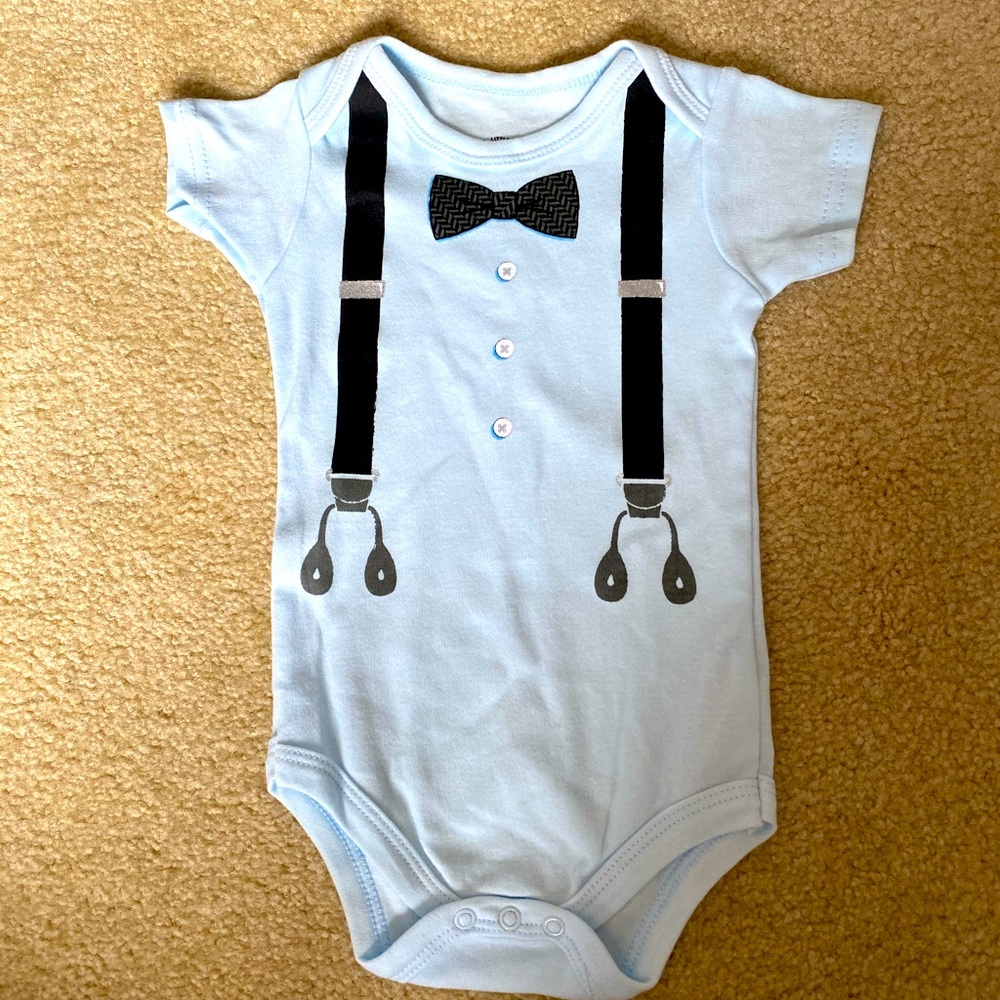 Bow tie & Suspender Onesie NWOT